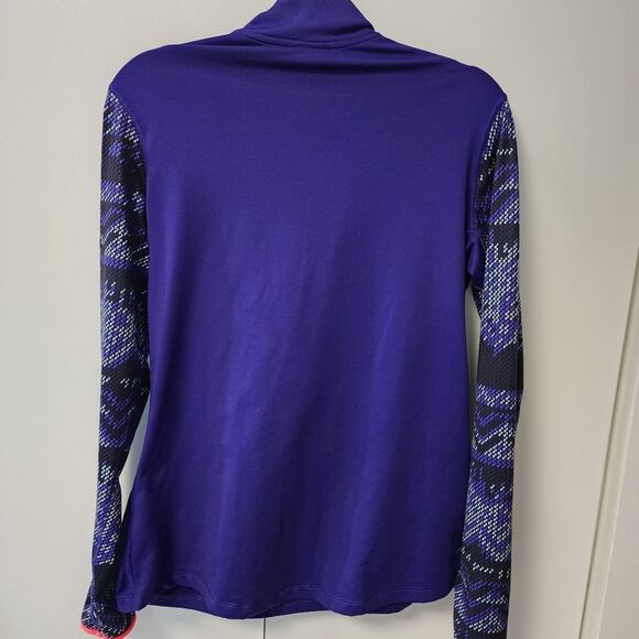 Nike Pro womens Aztec Geometric Tribal Purple Quarter Zip XL Dri Fit activewear - Picture 8 of 15
